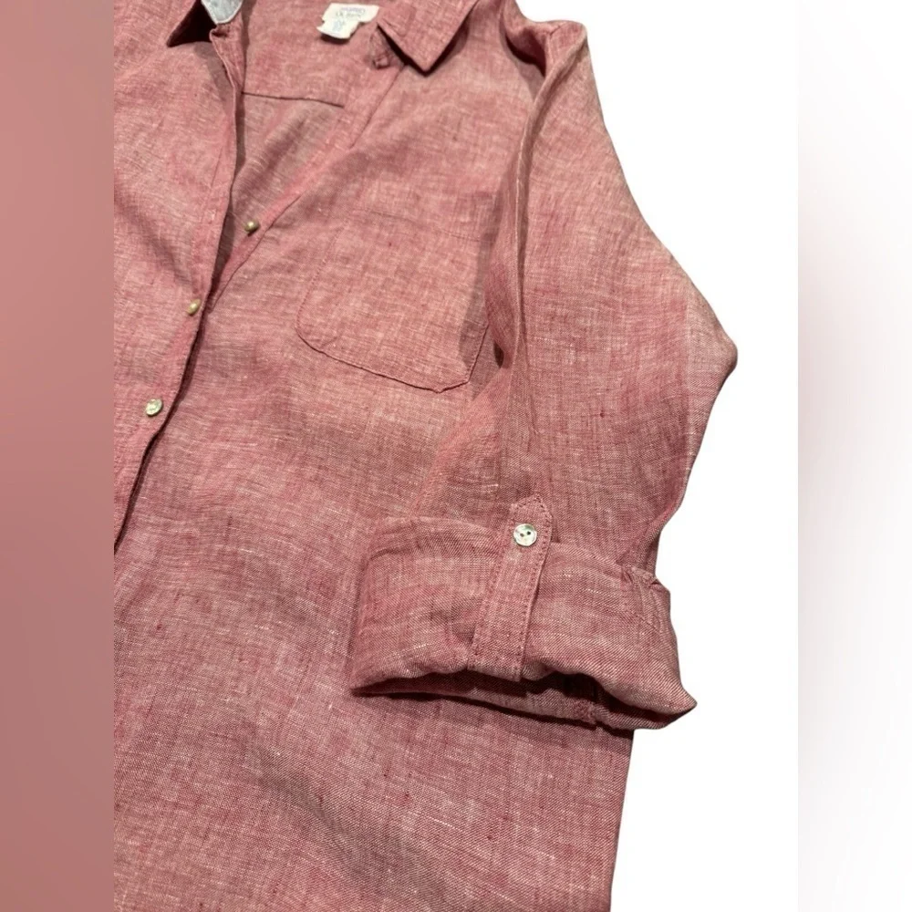 Sigrid Olsen Linen Blouse Red Womens Size Medium